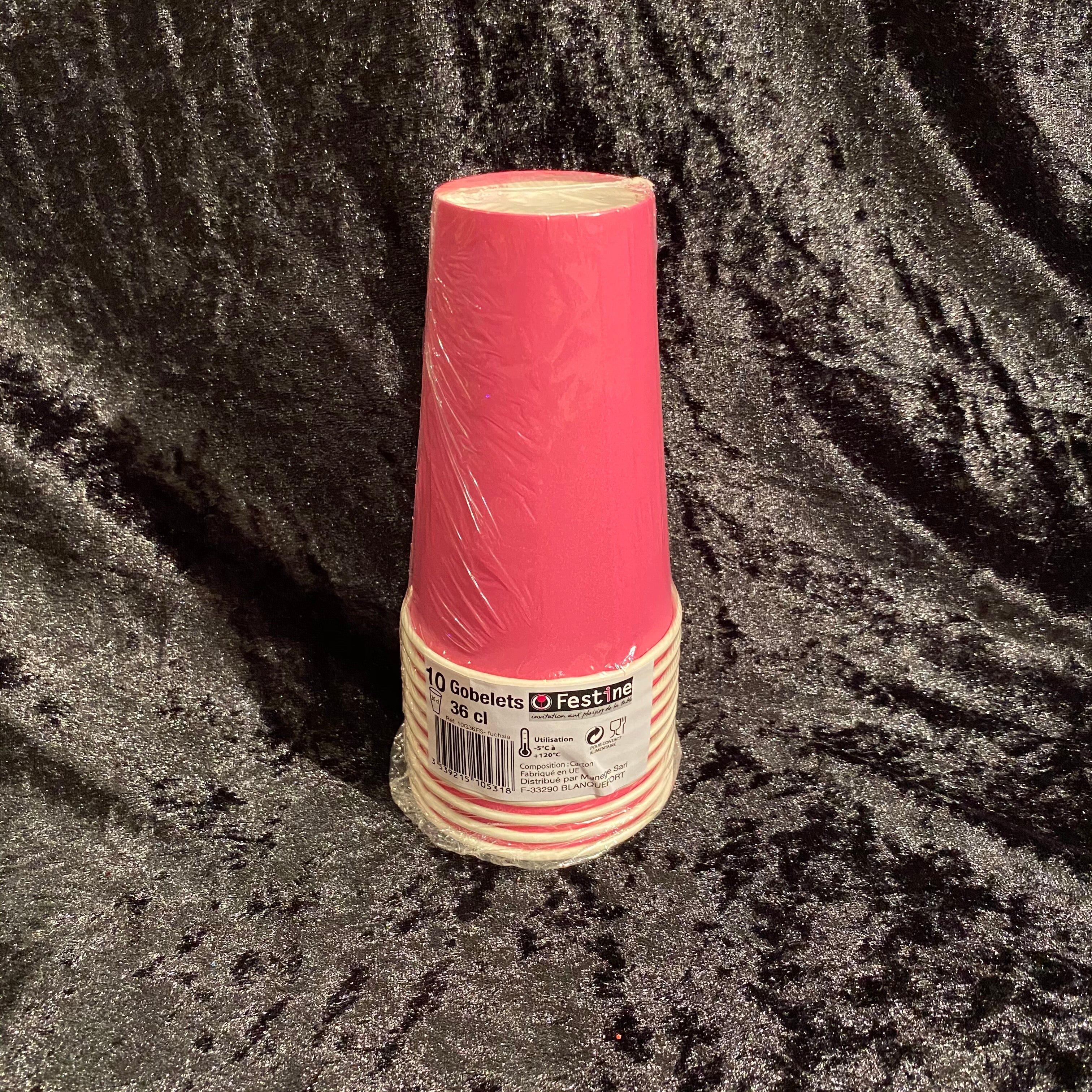 10 gobelets 36cl carton fushia
