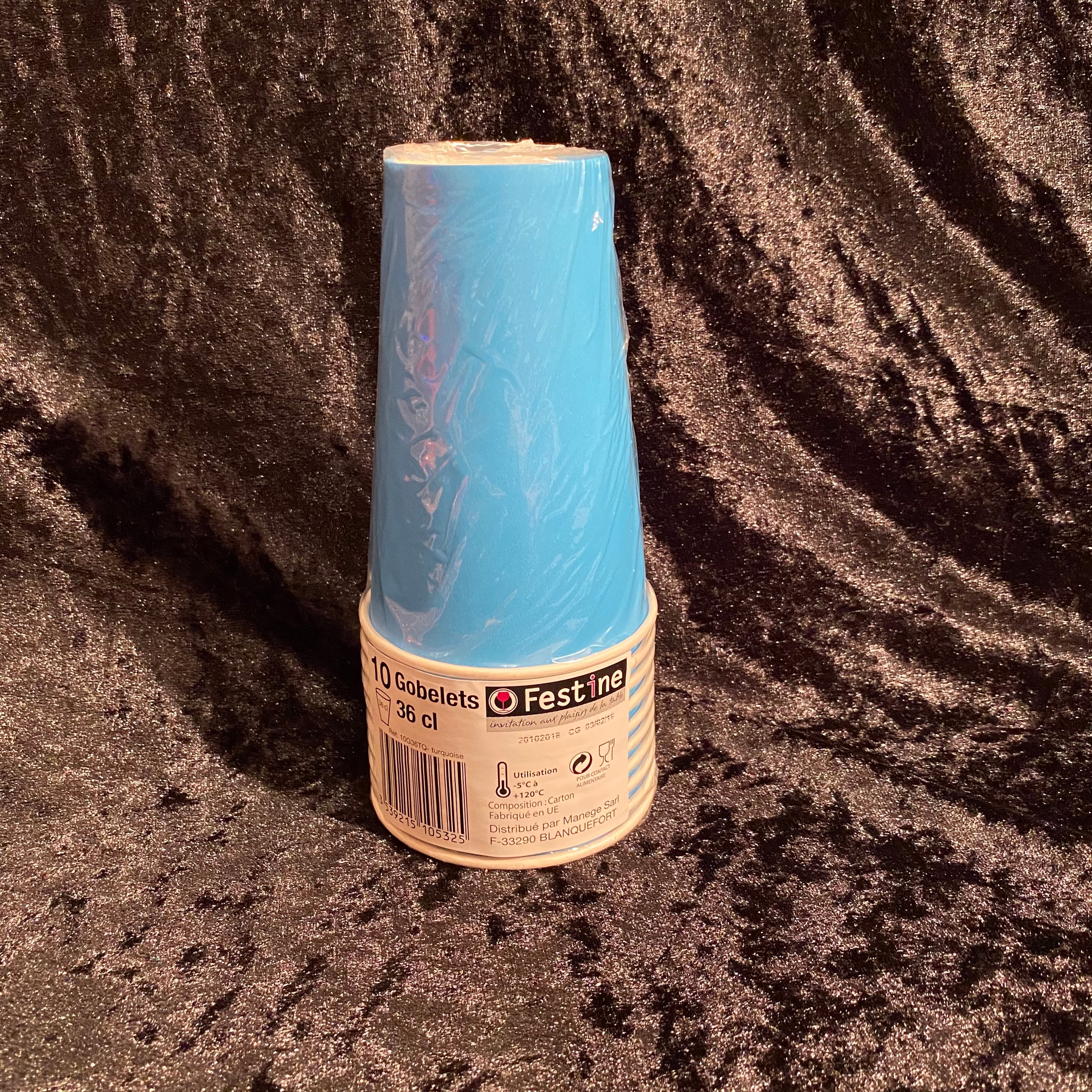 10 gobelets 36cl carton turquoise