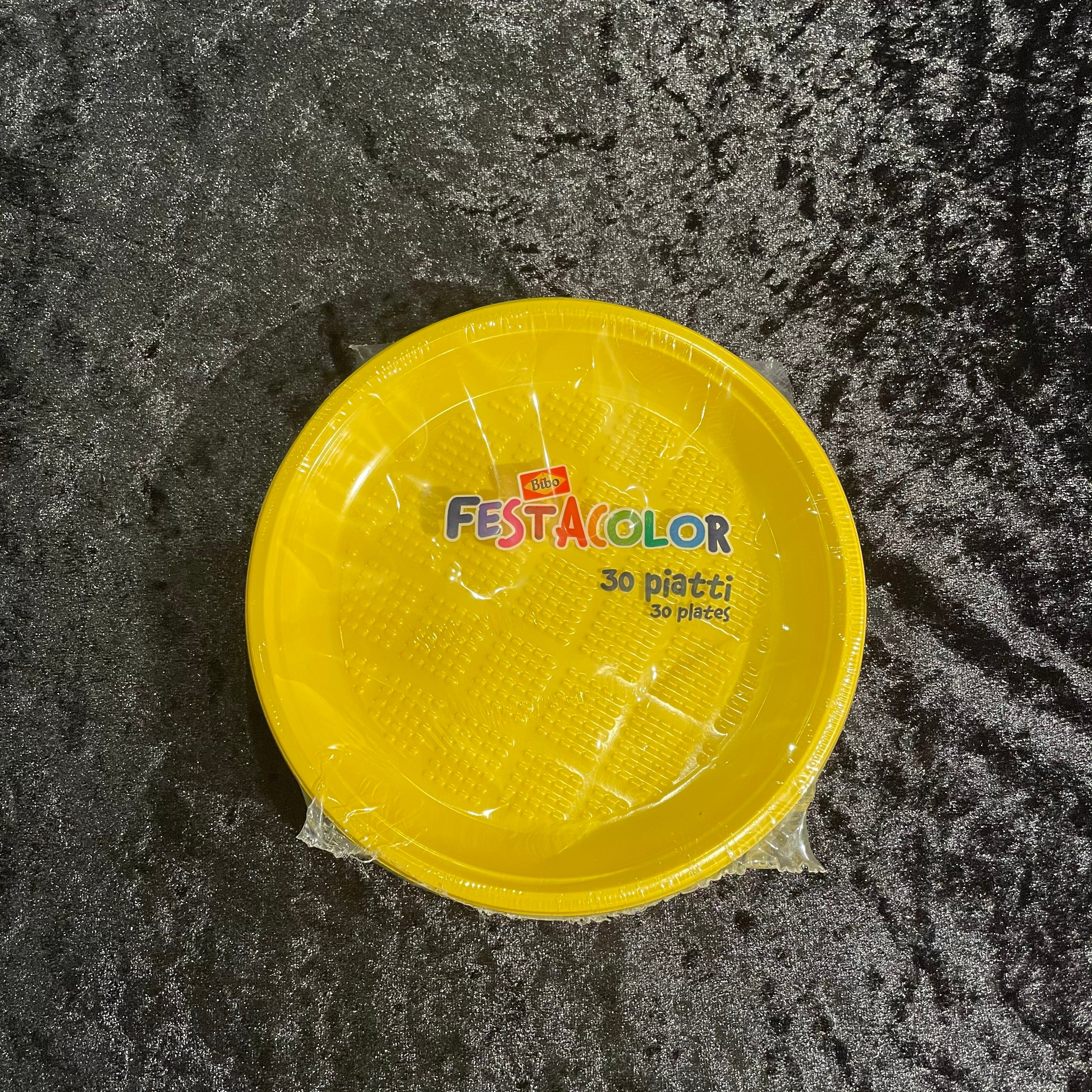 30 Assiettes 17 cm plastique Uni jaunes