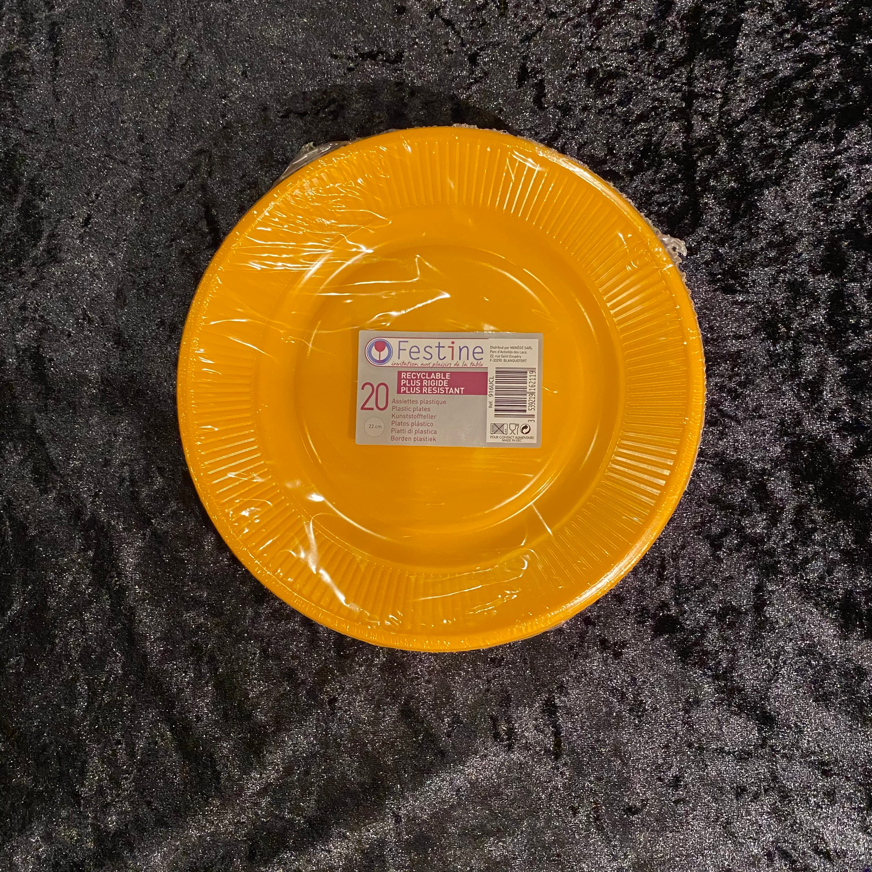 20 assiettes plastique 22cm unies clementine