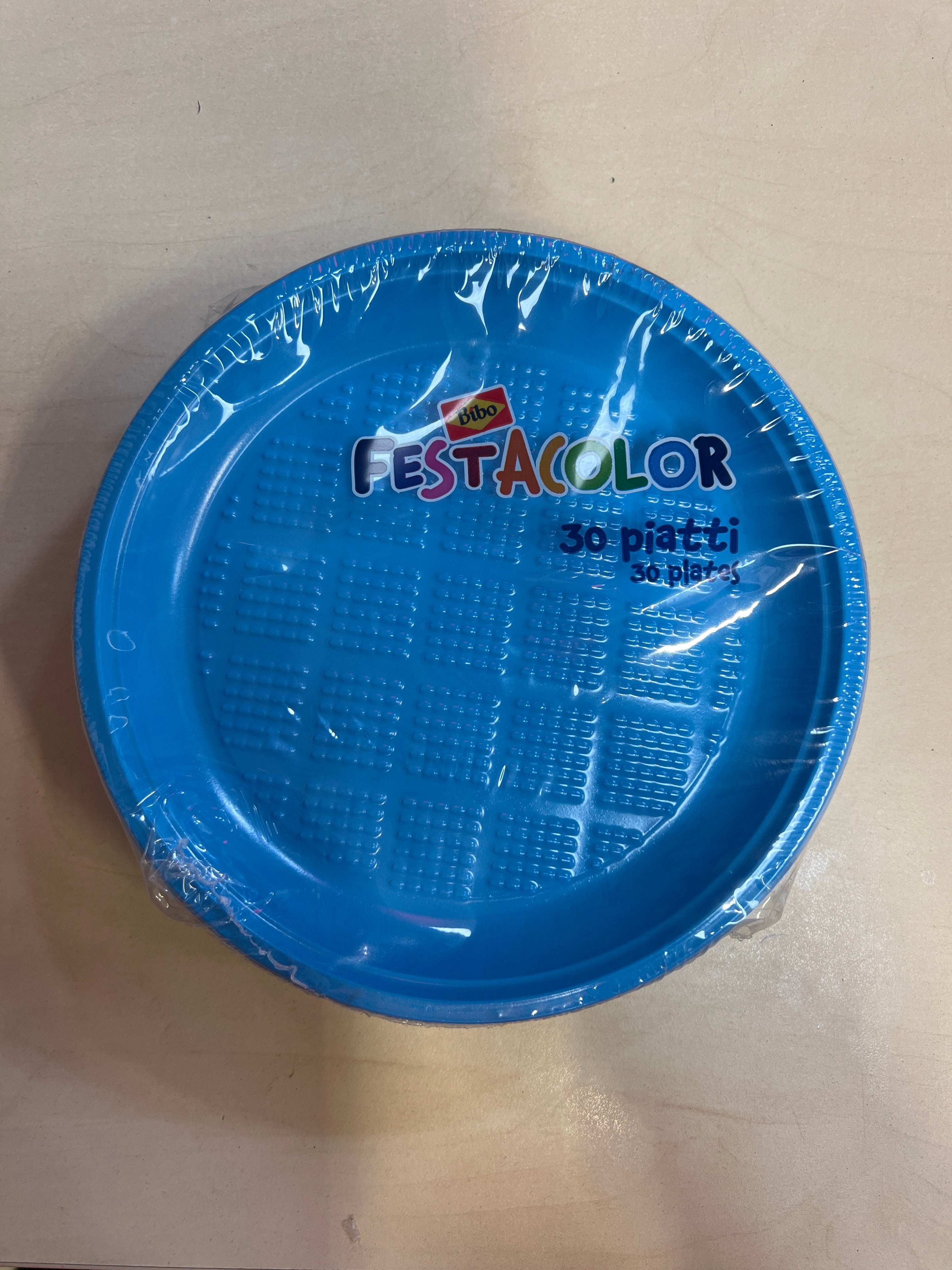 30 Assiettes 17 cm plastique Uni bleues