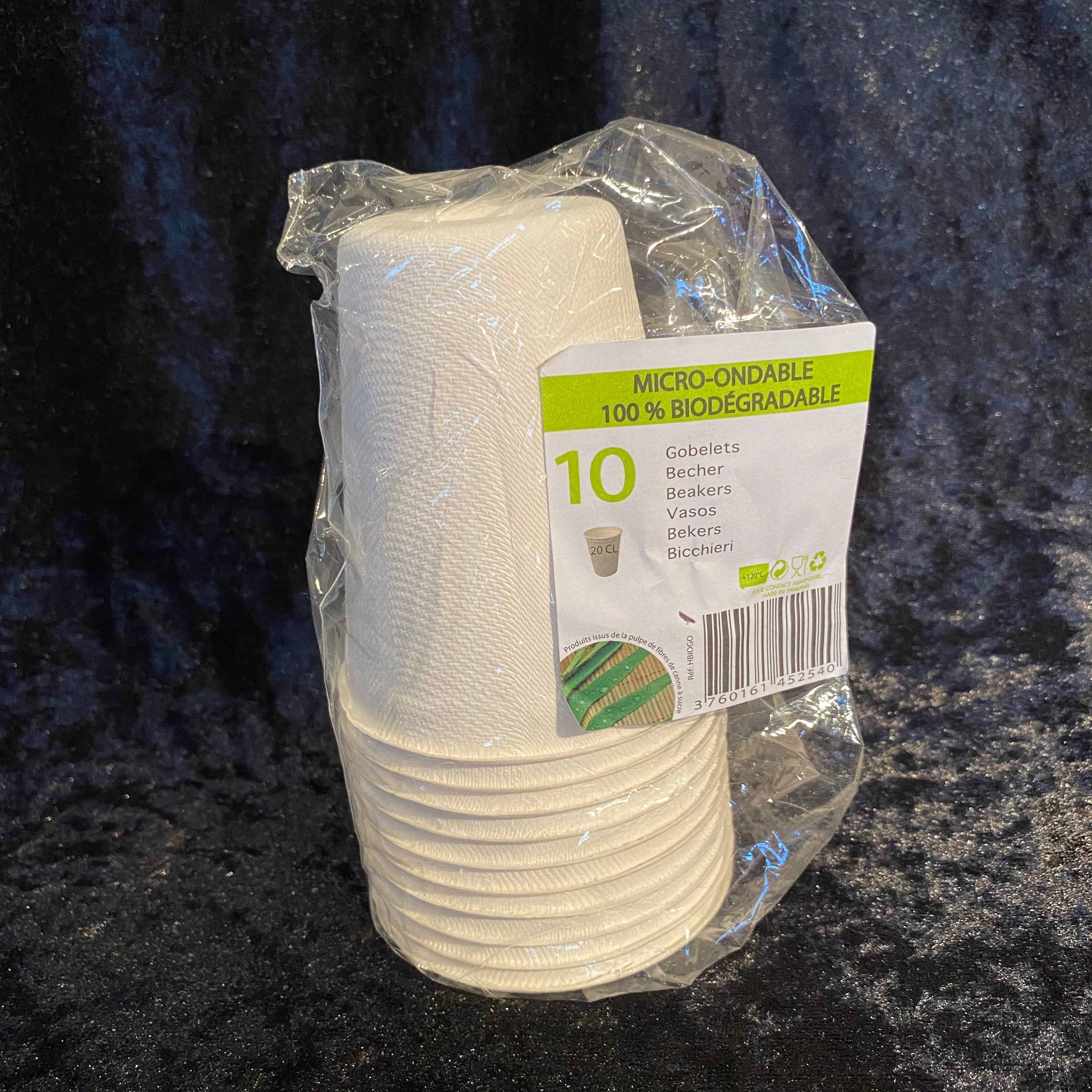 10 gobelets 20cl biodegradable